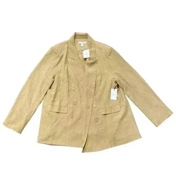 Forever 21 Plus Women Blazer Sz 3X Gold Tan Jacket Long Coat 3xl NWT Premium - Picture 1 of 5